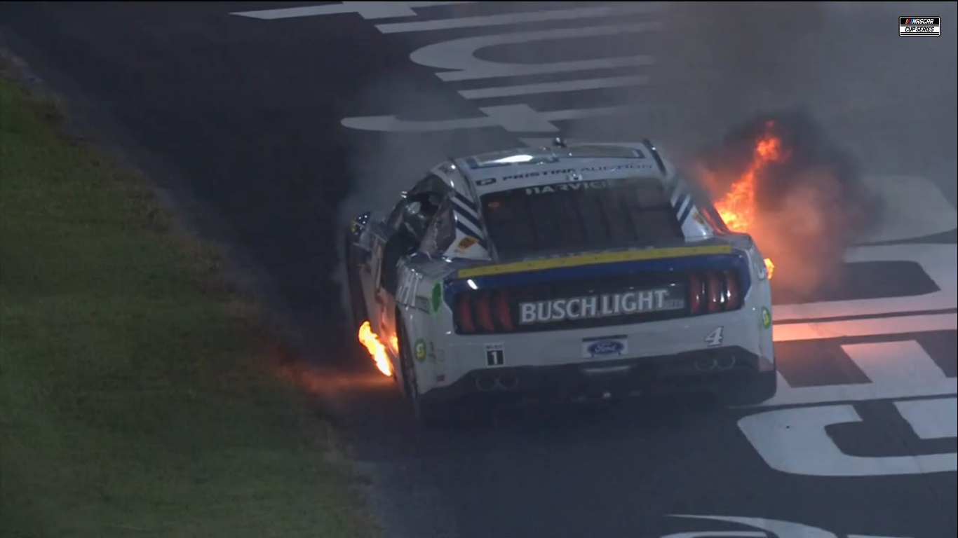 Harvicks car on fire-1.jpg